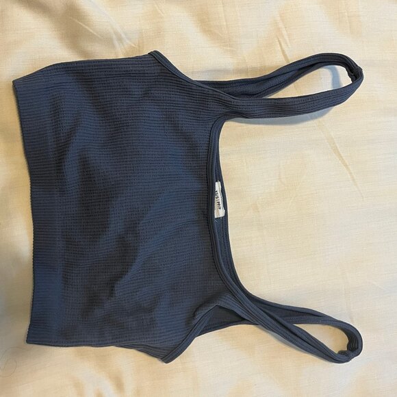 Blue ribbed tank top - Picture 1 of 2